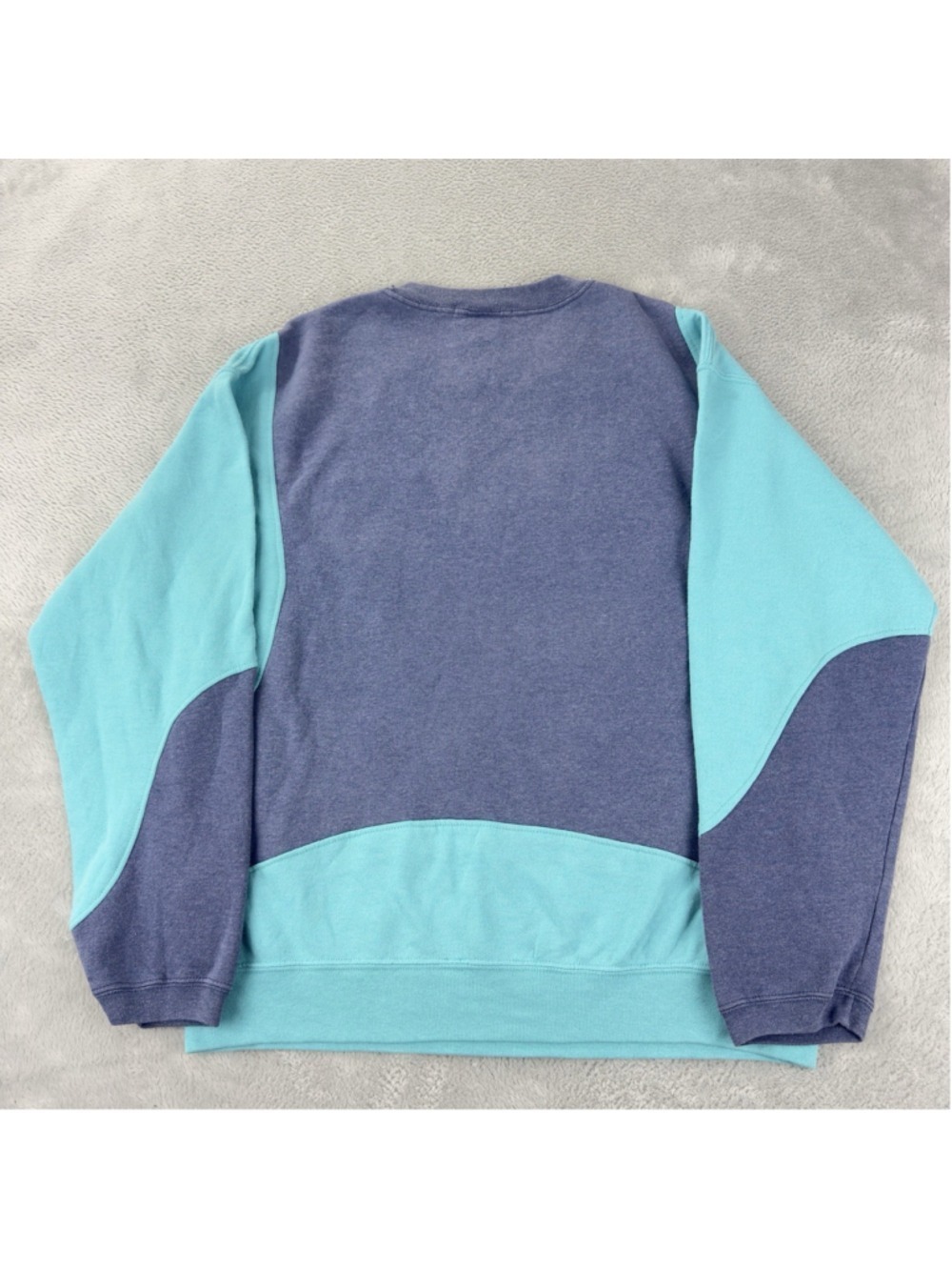 Vintage Nike Men's Size Large Reworked Blue Retro Fleece Crewneck Sweater - Picture 3 of 11